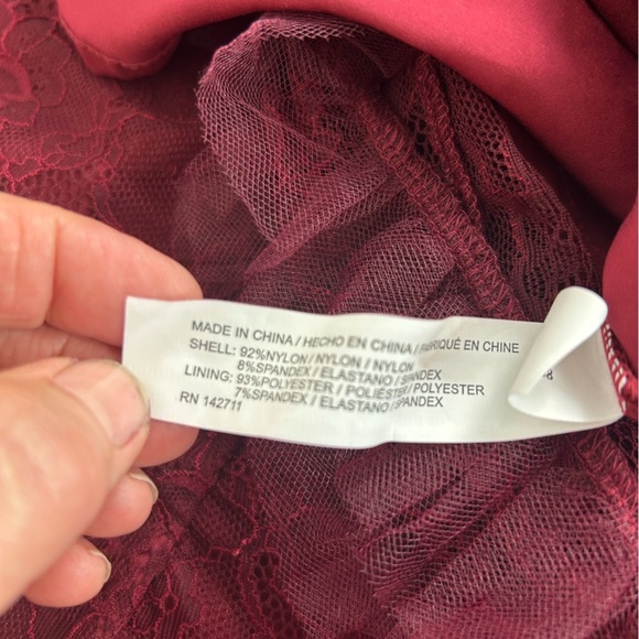 Eloquii Burgundy Wine Lace Peter Pan Collar Ruffle Midi Dress SZ 28 Romantic NEW - Picture 11 of 14